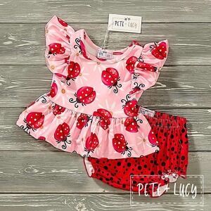 Pete & Lucy Ladybug Girl Bummie Set 9-12 mos